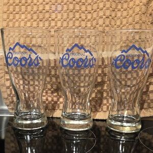 3 Vintage Coors Original Pilsner Beer Glasses